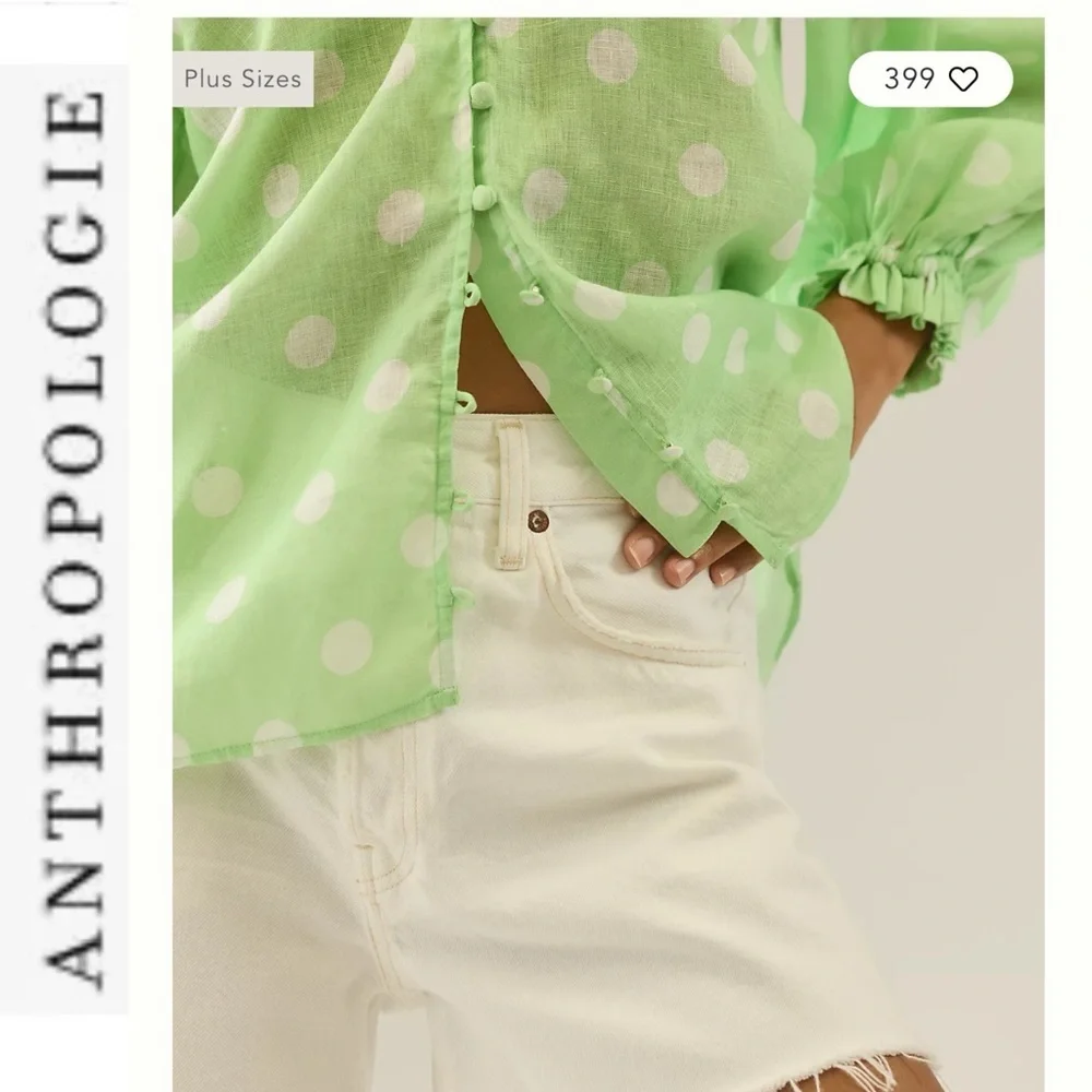 NWT Anthropologie Maeve Audie Linen Puff Sleeve Blouse xs